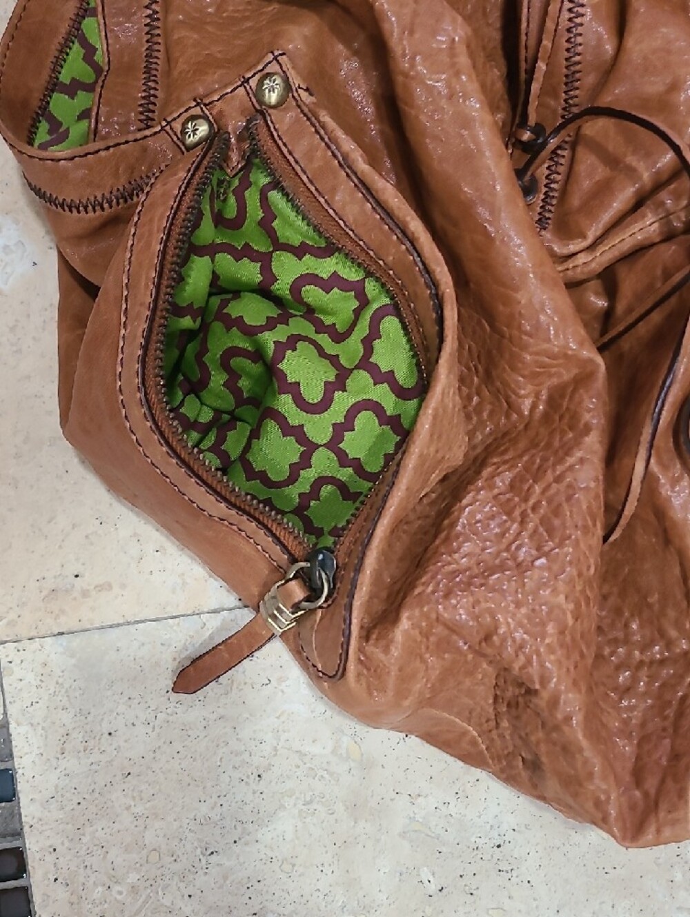 orYANY Cognac Leather Braided-Handle Hobo - Picture 10 of 12